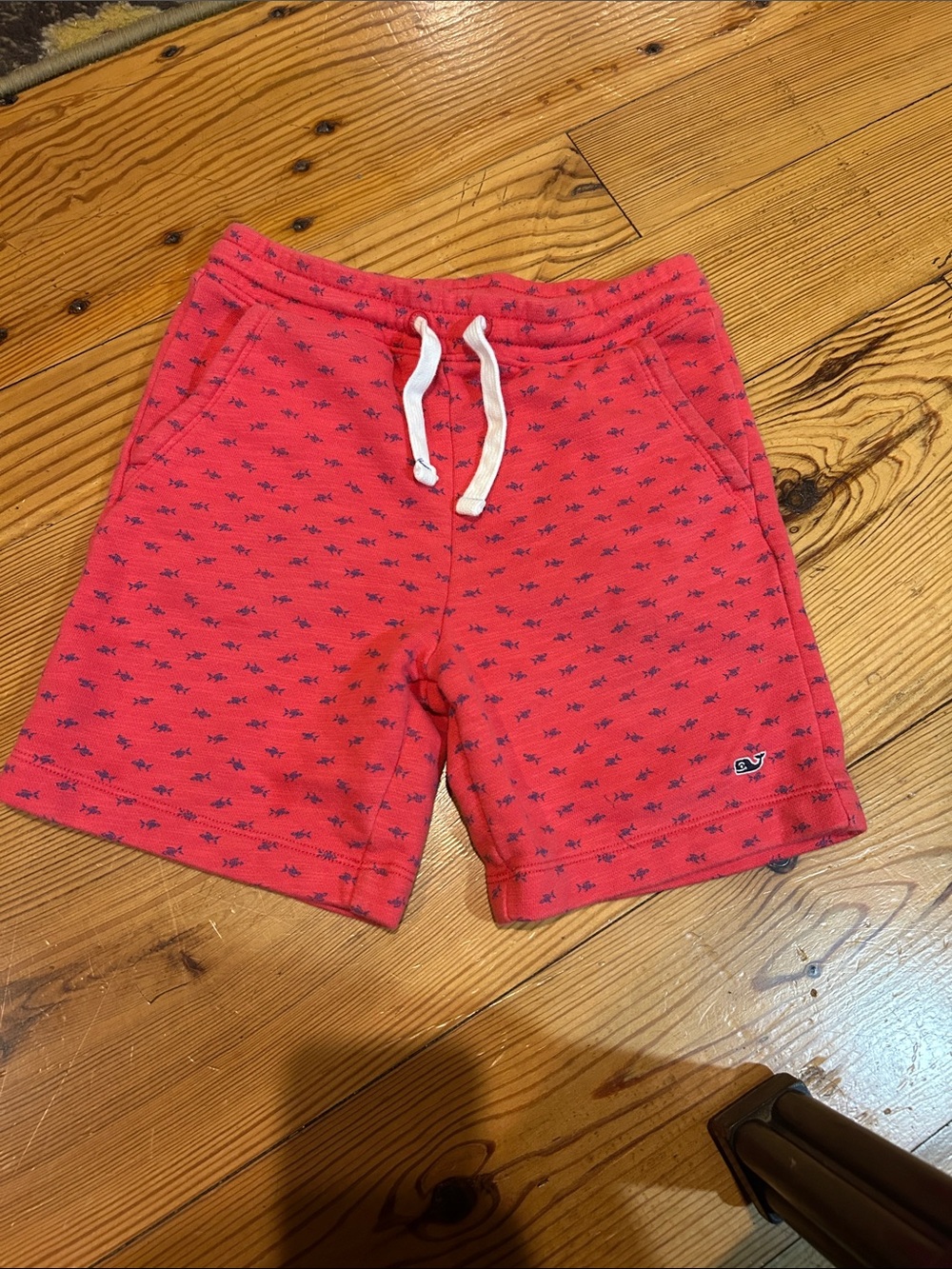 Vineyard Vines Kids Coral Shorts with Navy Whale Print